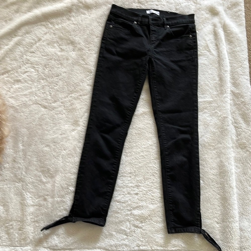 Loft Black skinny jeans with ankle ties